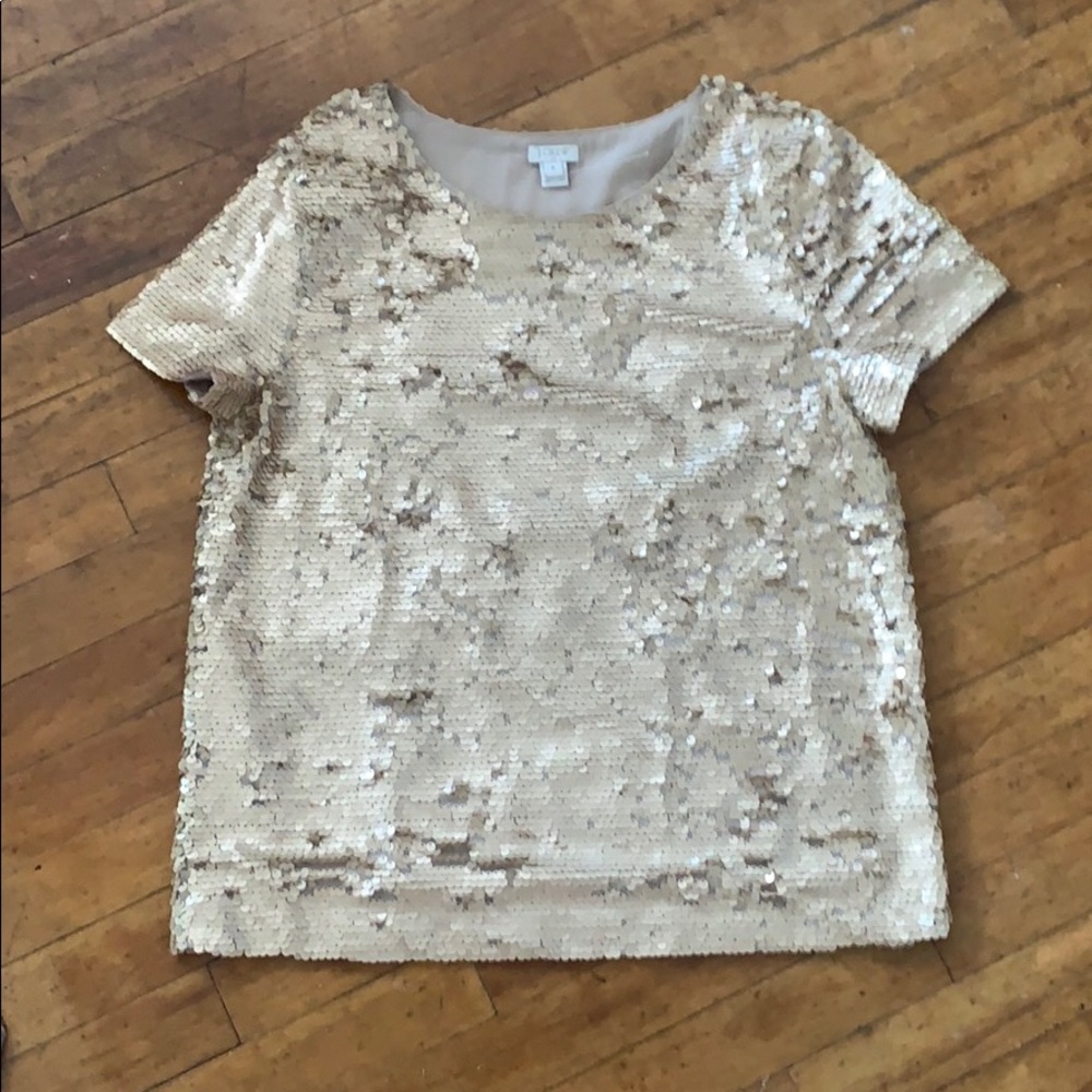 J crew size M gold sequin tee